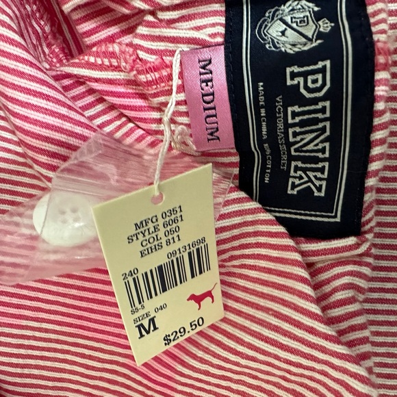 Victoria’s Secret Pink Rare Vintage Flower Pin Stripe PINK Logo Sleep Pant M NWT - Picture 10 of 10